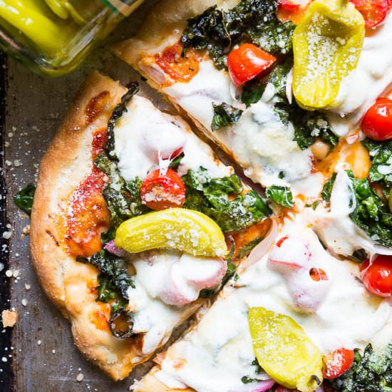 Greek Salad Pizza - Recipe photo by kitschen_cat
