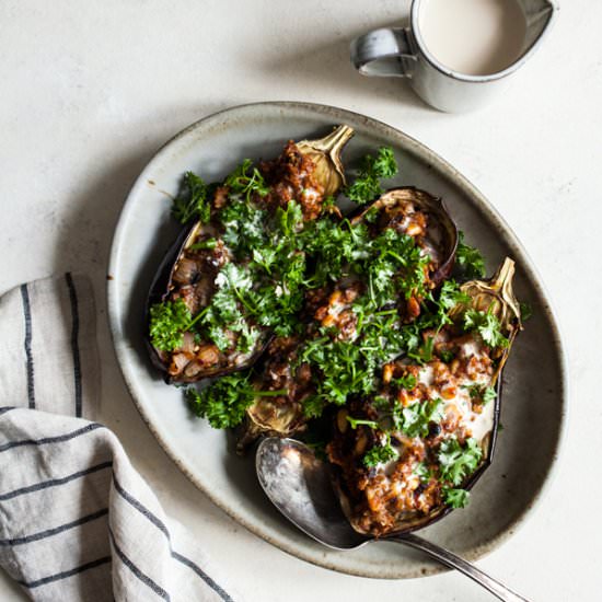 Bulgur Stuffed Tamarind Eggplants - Recipe photo by thefullhelping