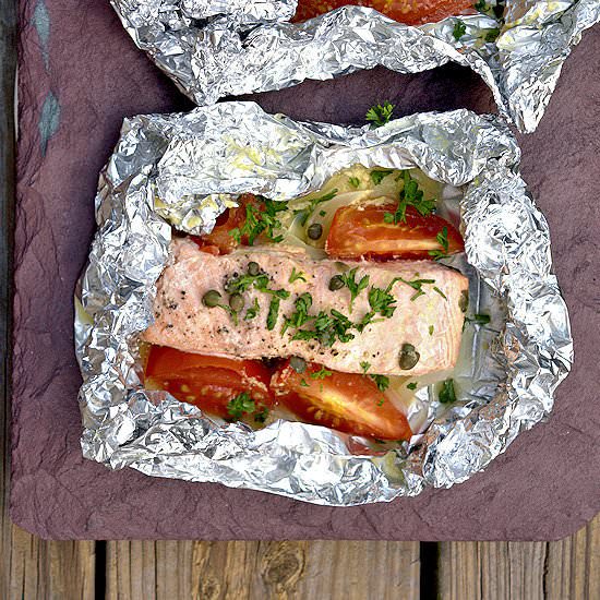 Grilled Salmon with Wine in Foil - Recipe photo by agourmetfoodblog