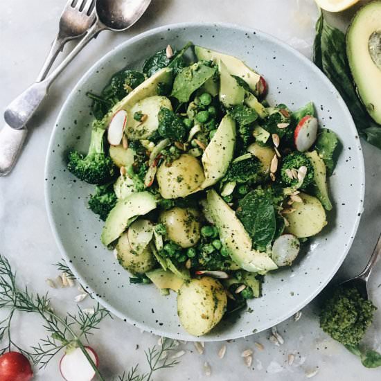 Pest, Broccoli, and Baby Potato Salad - Recipe photo by thehealthyhunter