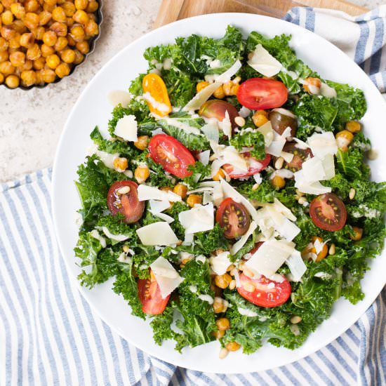 Kale Ceasar Salad w/ Chickpeas - Recipe photo by ohsheswooned