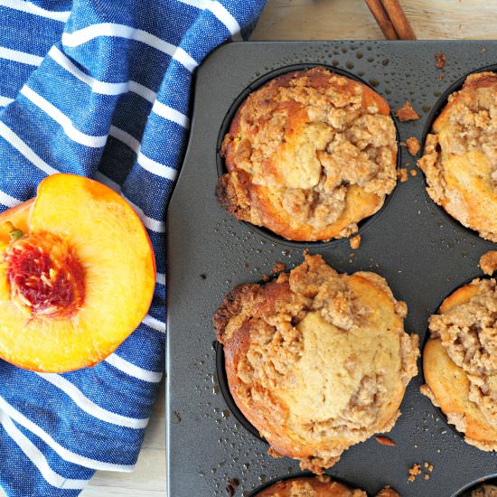 Peach Streusel Muffins - Recipe photo by Everyday Gourmet with Blakely
