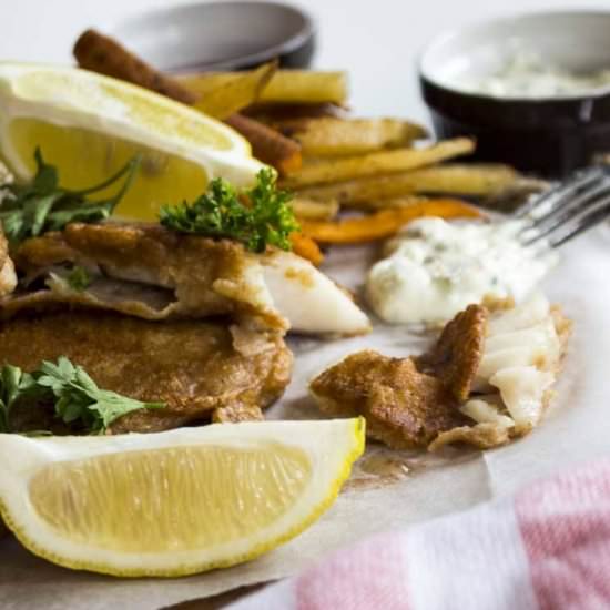 Healthy Beer Battered Fish & Chips - Recipe photo by Naughty Nutrition