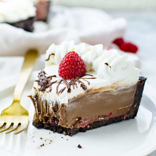 No Bake Chocolate Raspberry Pie - Recipe photo by The Flavor Bender
