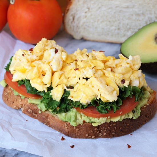 Avocado Toast with Eggs and Kale - Recipe photo by tms1