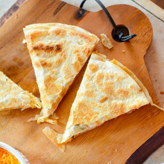 Easy Cheesy Chicken Quesadillaa - Recipe photo by thefamilypalate