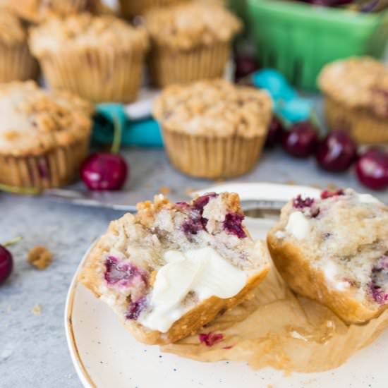 Cherry Cobbler Muffins - Recipe photo by theitsybitsykitchen