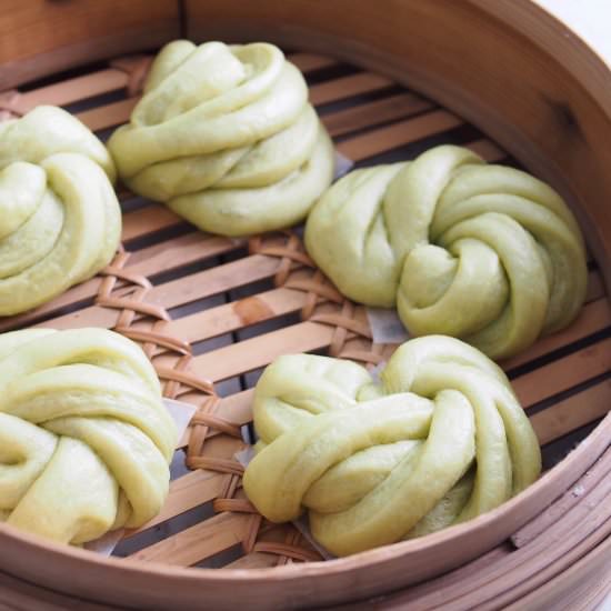 Pandan Mantou - Recipe photo by Bake With Paws