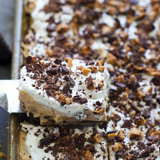 Peanut Butter Slab Pie - Recipe photo by cookingforkeeps