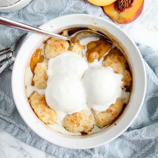 Classic Peach Cobbler - Recipe photo by katiebirdbakes