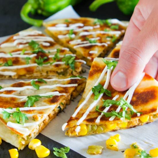 Hatch Chili Chicken Quesadillas - Recipe photo by simplyhomecooked