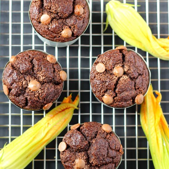 Double Chocolate Zucchini Muffins - Recipe photo by Garden in the kitchen