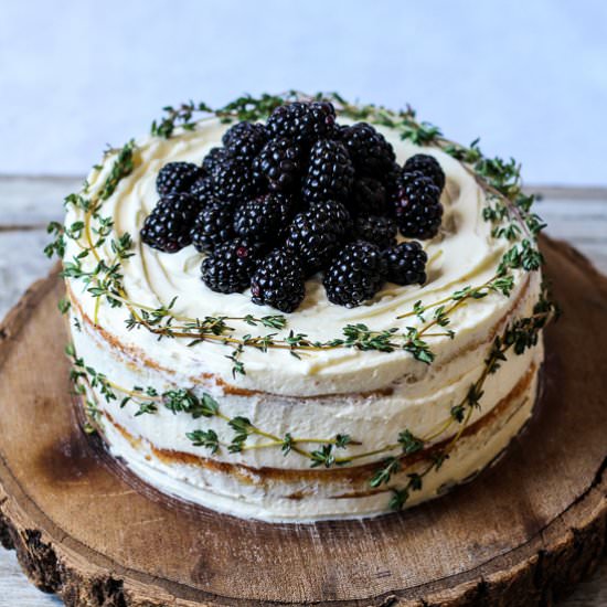 Blackberry, Lime and Thyme Cake - Recipe photo by Thespoonandwhisk