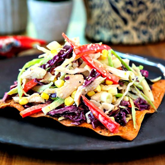 Asian Slaw with Egg Roll Crackers - Recipe photo by lifeloveandgoodfood