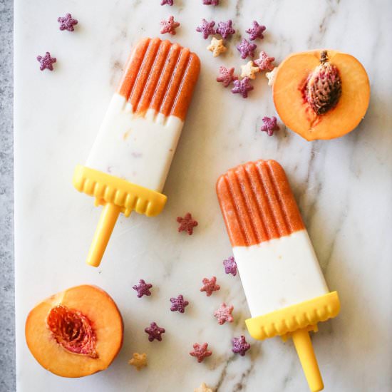 Maple Roasted Peach Popsicles - Recipe photo by Set the Table