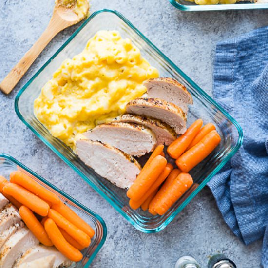 Mac and Cheese Meal Prep Bowls - Recipe photo by foodfaithfitness