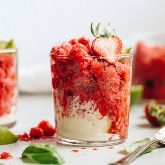 Strawberry Basil Granita - Recipe photo by thealmondeater