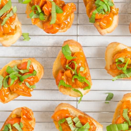 Caramelized Cherry Tomato Crostini - Recipe photo by heartandstove