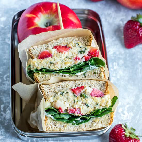 Strawberry Basil Chickpea Sandwich - Recipe photo by peasandcrayons