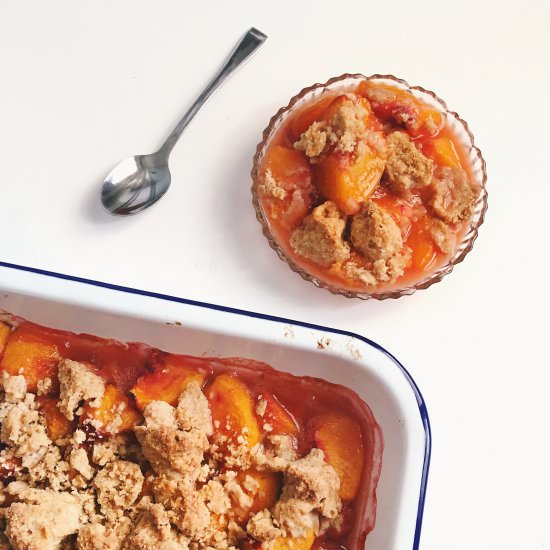 Peach & Whole Wheat-Coconut Crumble - Recipe photo by recordsintheden