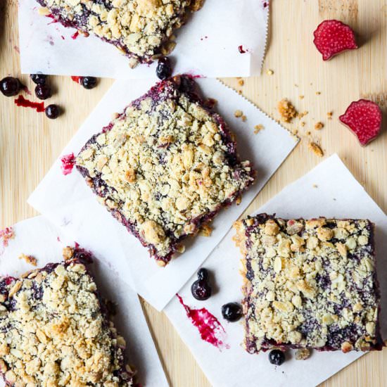 Rhubarb Blueberry Oatmeal Bars - Recipe photo by the food blog