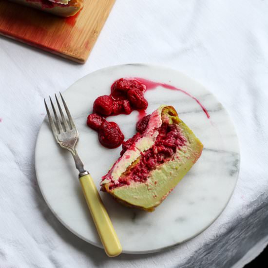 Raspberry Green Tea Magic Cake - Recipe photo by Thespoonandwhisk