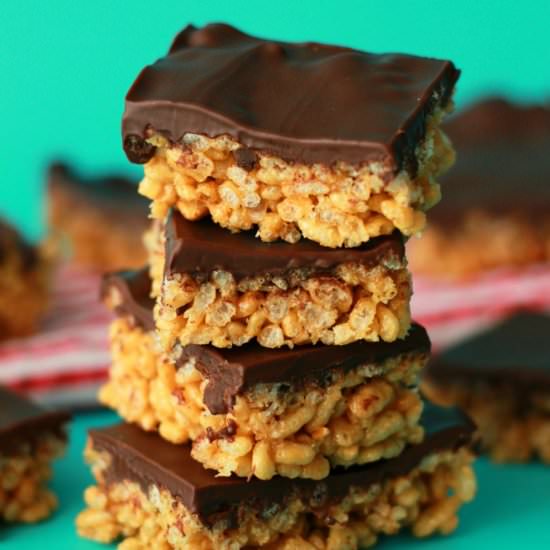 Peanut Butter Rice Krispie Treats - Recipe photo by lovingitvegan