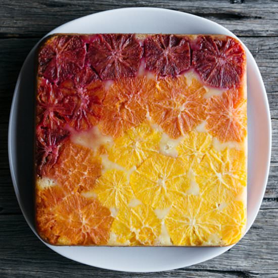 Upside Down Ombré Orange Cake - Recipe photo by the barefoot housewife