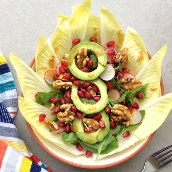 Chicory Pomegranate Avocado Salad - Recipe photo by Imperfectly Paleo