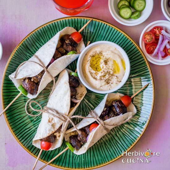 Za'atar Spiced Greek Mushrooms Wrap - Recipe photo by Herbivore Cucina