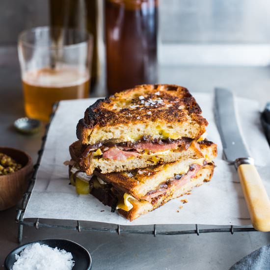 Onion, Camembert & Ham Toastie - Recipe photo by The Hungry Cook