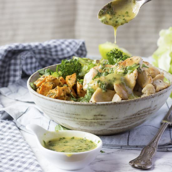 Mustard & Tarragon Chicken Bliss Bowl - Recipe photo by Properfoodie