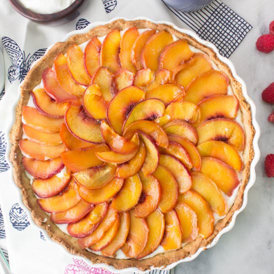 Peaches & Cream Tart - Recipe photo by The Hungary Buddha