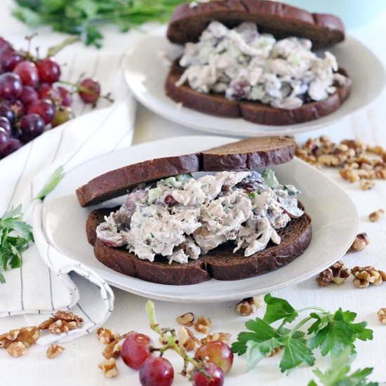 Chicken Salad with Grapes + Walnuts - Recipe photo by bowlofdelicious