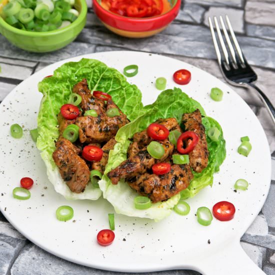 Spicy pork lettuce wraps - Recipe photo by Culinaire bagage