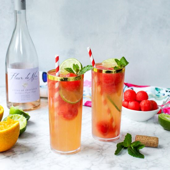 Rosé Wine and Watermelon Spritzers - Recipe photo by yestoyolks