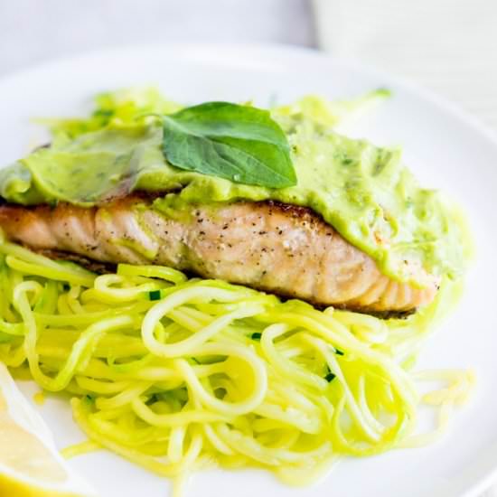 Lemon Basil Avocado Salmon - Recipe photo by fithappyfree
