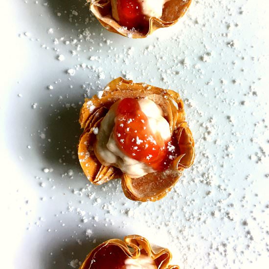 Quick Strawberry Cheese Phyllo Cups - Recipe photo by BiteSizedKitchen