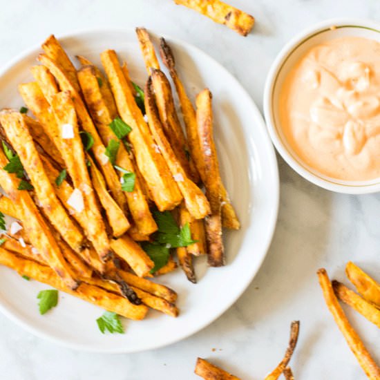 Sweet n Spicy Sweet Potato Fries - Recipe photo by LancFoodieGirl