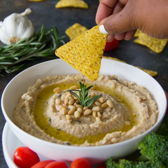 GARLIC & ROSEMARY WHITE BEAN DIP - Recipe photo by saygraceblog