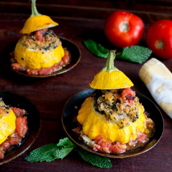 Italian Stuffed Patty Pan Squash - Recipe photo by Healthy World Cuisine