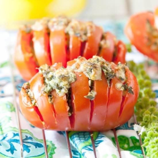 Pesto Stuffed Tomatoes - Recipe photo by Food Done Light