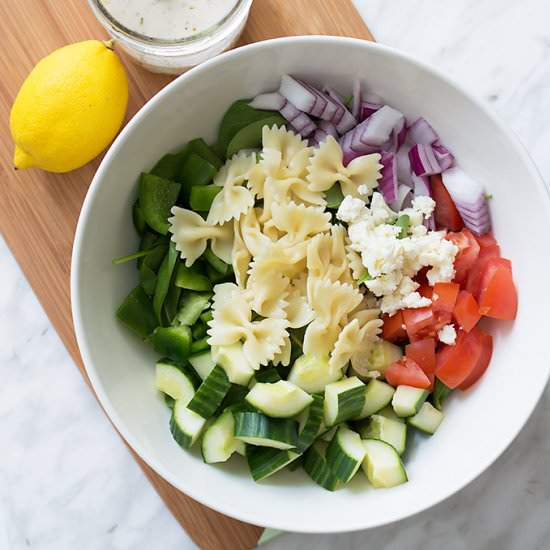 Greek Pasta Salad - Recipe photo by livelymess