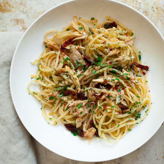 Linguini with Spicy Tuna Sauce - Recipe photo by FamilyStyle Food