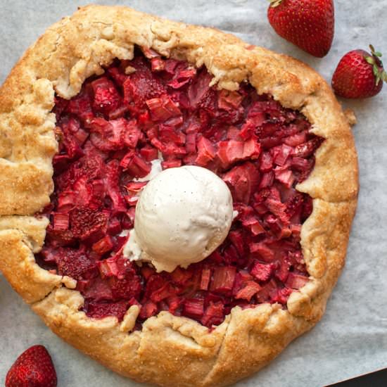 Strawberry Rhubarb Galette - Recipe photo by letseatcakeblog