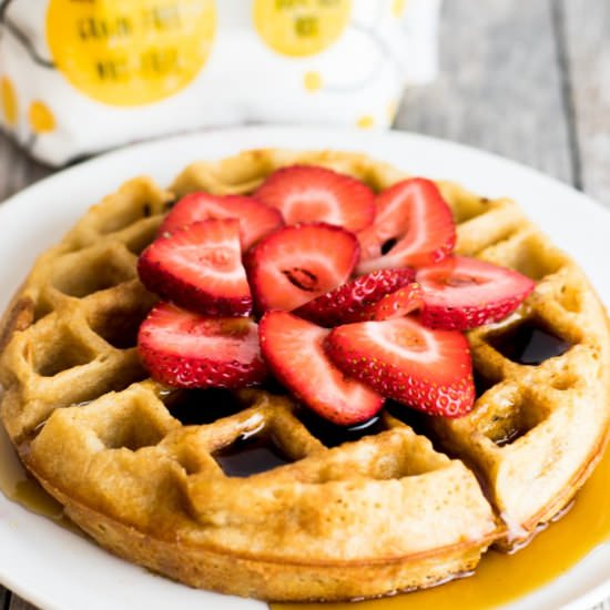 Strawberry Cassava Flour Waffles - Recipe photo by fithappyfree