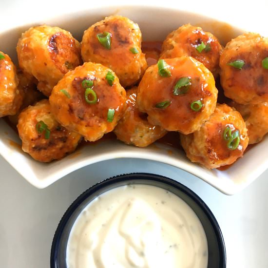 GF Brown Sugar Buffalo Meatballs - Recipe photo by BiteSizedKitchen