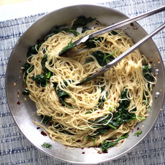 Buttery Spinach Angel Hair Pasta - Recipe photo by Buy This Cook That