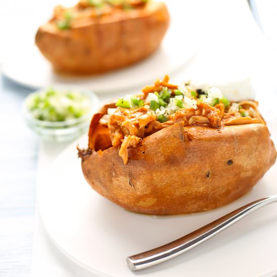 BBQ Chicken Stuffed Sweet Potatoes - Recipe photo by 3ScoopsofSugar
