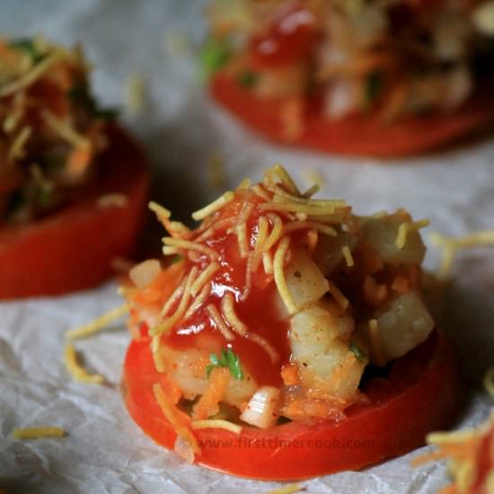 Tomato canapes or tomato chaat - Recipe photo by firsttimercook